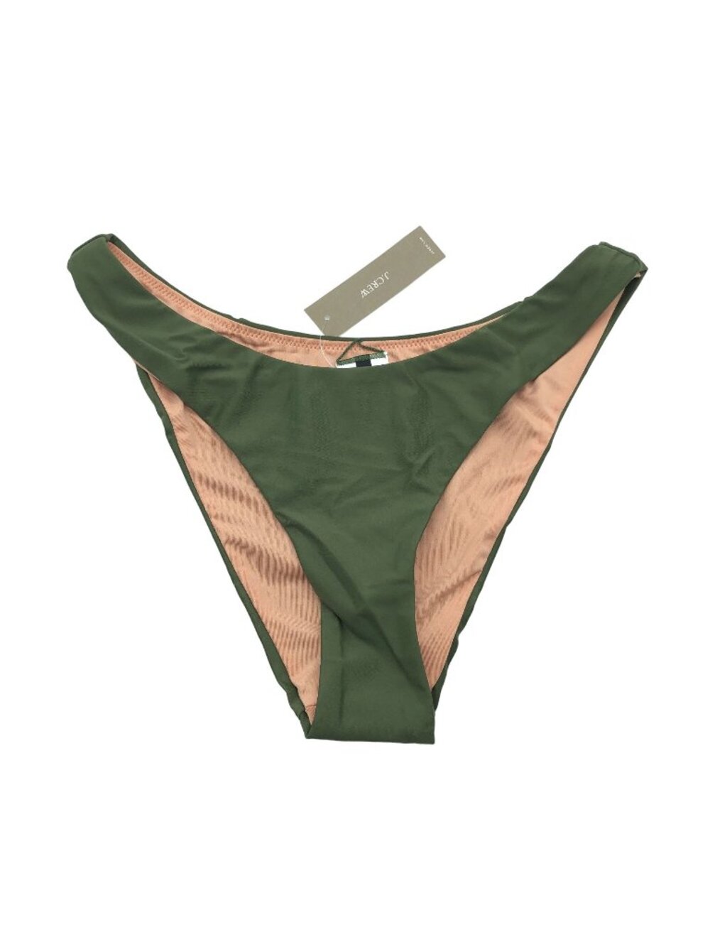 J.Crew Womens Curved-Waist Cheeky High-Cut Bikini Bottoms Mid-Rise Green M - Picture 1 of 3